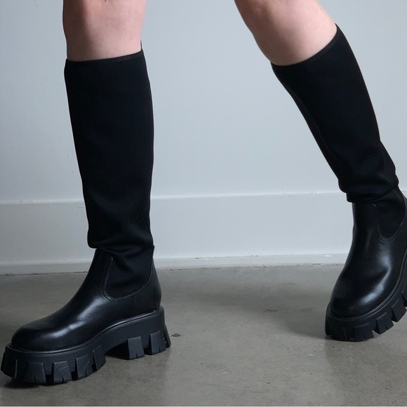 PRADA MINI BAG KNEE HIGH MONOLITH BOOT SIZE 39 - Picture 14 of 16